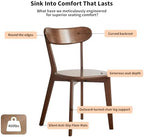 Walnut Dining Chairs Set of 2, Solid Oak Wood | Mid Century Modern, Armless & Curved Back. Heavy Duty 400 LBS, Easy Assembly. for Kitchen, Dining Room & Breakfast Nook