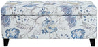 Dancongtea Luxury Storage Ottoman with Floral Pattern, Hidden Compartment for Blankets Pillows, Multi-Functional Footrest & Seat with Soft-Close Hinges, Blue Flower for Living Room Bedroom