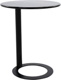 C Shaped Round Side Table, Metal End Table for Couch Sofa Bed, Small Accent Coffee Table with O Shaped Base, Modern Bedside Table for Small Space Living Room Bedroom Office (Black)