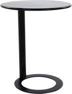 C Shaped Round Side Table, Metal End Table for Couch Sofa Bed, Small Accent Coffee Table with O Shaped Base, Modern Bedside Table for Small Space Living Room Bedroom Office (Black)