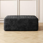 37.4" Plush Corduroy Ottoman, Upholstered Cloud Ottoman for Couch in a Box, Modular Sectional Couches for Living Room, Compressed Memory Foam, No Assembly Require, Black