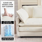 Tmsan 76.7" Beige White Cloud Couch, Small L Shape Sectional Sofa, 2 Seater | Modular Loveseat for Small Spaces Living Room Apartment, Ottoman Chaise, Comfy Chenille, Deep Seat, Modern Luxury Convertible