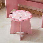 Kids Vanity Set with Mirror and Stool, Beauty Makeup Vanity Table with Large Drawer and Chair Set for Toddlers and Kids, Wooden Girls Makeup Dressing Table
