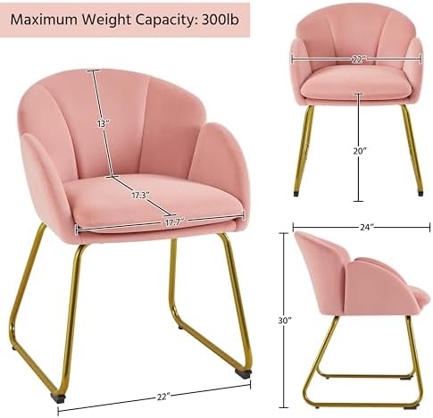 Yaheetech Flower Shape Vanity Chair with Petal Armrests, Pink