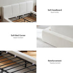 Queen Upholstered Bed Frame w/ Channel Headboard, Cloud Platform Bed Frame