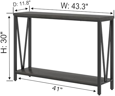 FOLUBAN Console Table for Entryway, Modern Sofa Table Behind Couch, Narrow Entry Table for Hallway, Living Room (Industrial, Dark Gray)