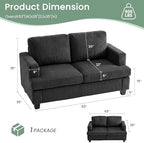 2 Pieces Corduroy Couch Set for Living Room, Black Cloud Sofa, Deep Seat Floor Couch for Bedroom, Futon Modern Sofa Sectional Bed, Black Corduroy
