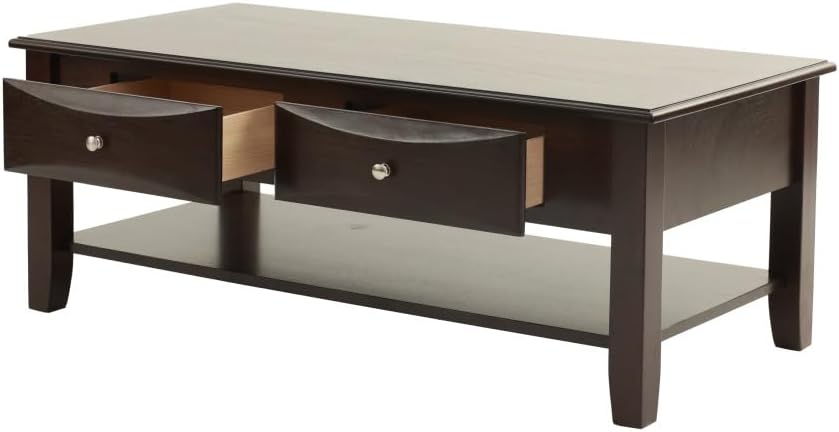 4pc Occasional Tables Set Living Room Coffee and Console Table 2X End Tables Wooden Classic Drawers Open Storage Shelf Base