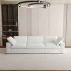 JACH Modular Sectional Sofas for Living Room, Deep 3-Seats Convertible Couch, Cushion Covers Removable, Modern Cloud Sectional Couches for Apartment (White), 120WE-3