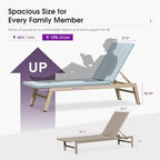 PURPLE LEAF Oversize Chaise Lounge Champagne Frame Set of 2, Pale Blue | 3-Year Color Retention PE Rattan, 2.4" Thickened Aluminum Frame, 16.14" Knee-Friendly Height, French-Inspired Style