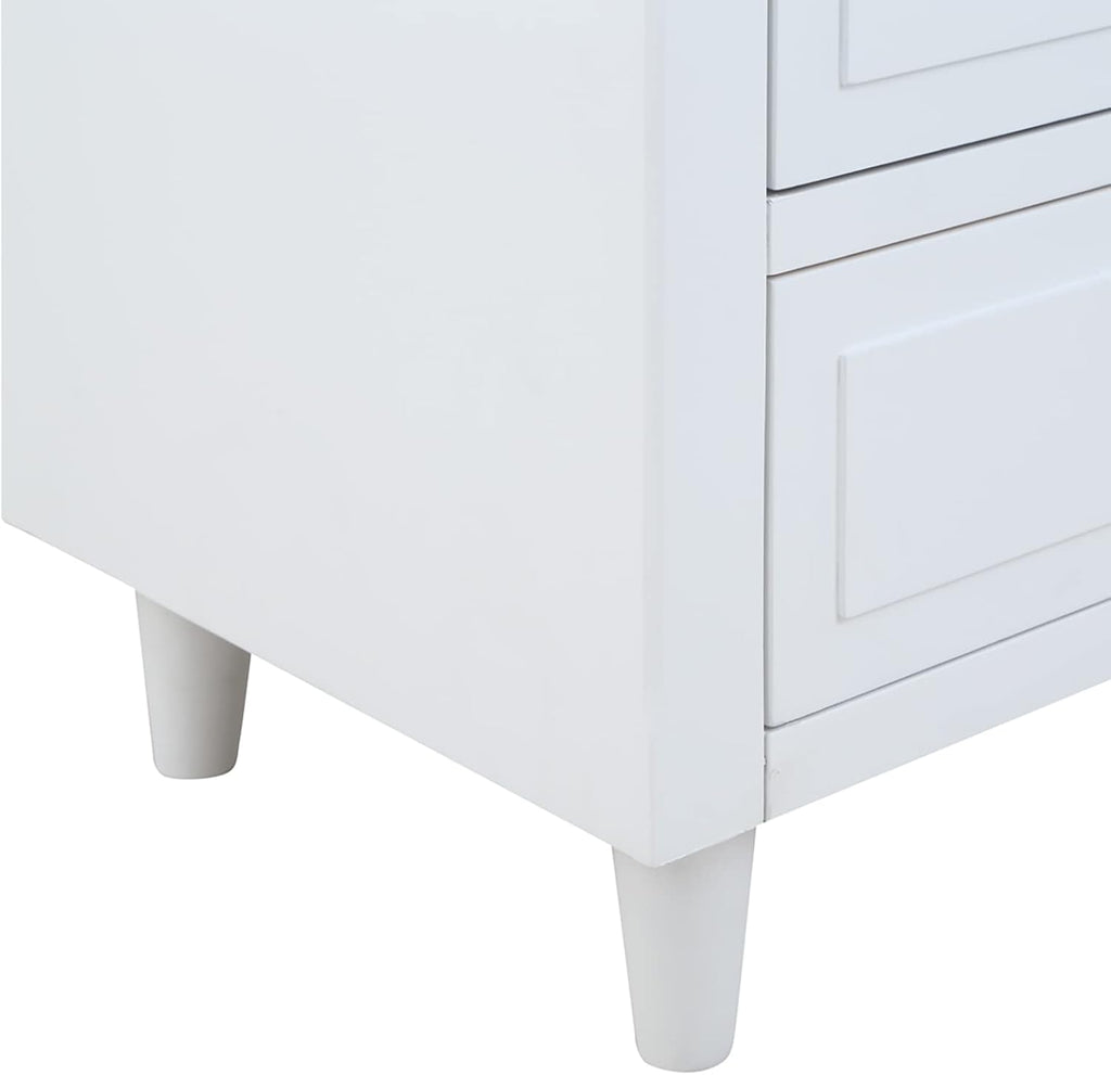 3-Drawer Nightstand for Bedroom, Storage Wood Cabinet, Simple Bedside Table, Living Room Sofa Side Table, Telephone Table, Easy-Pull Metal Glides, No Assembly Required, Long-Lasting, White