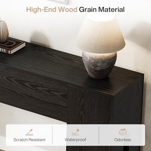 Tribesigns 71-Inch Long Console Table for Entryway, Farmhouse Sofa Console | Wood Entry Table, Console Table for Hallway, Foyer, Living Room, 300 Lb Capacity, Sturdy and Stable, Easy Assembly, Black