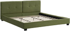 Christopher Knight Home Cordo King Size Bed, Velvet Upholstered Platform Bed, Wooden Slats Panel Support, Tufted Square Corners Haedboard, No Box Spring Needed, Easy Assembly, Oliver Green