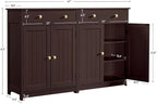 Yaheetech Set of 2 Bathroom Storage Cabinet with 1 Drawer, Freestanding Bathroom Cabinet with 2 Doors and 3-Level Adjustable Shelf, Modern Furniture for Laundry Room, Corridor, Espresso