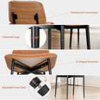 YaFiti Dining Chairs Set of 2, Mid Century Modern PU Leather Kitchen Chairs | Ergonomic Walnut Backrest, Upholstered Waterproof PU Leather Seat, Stable Metal Legs, Adjustable Footpads, Light Tan Scallop