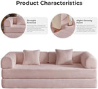 79" Convertible Sofa Bed, Couches for Living Room | Pink | Corduroy Futon Sofa Bed with Pocket Springs, Modular Sleeper Couch in a Box, No Assembly