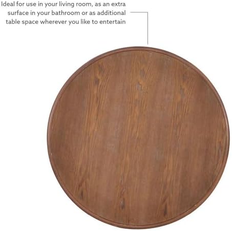 Pemberly Row Round Wood Accent Table, 26.5" High, Rustic Natural Finish, Pedestal Base, Compact Size for Living Room, Bedroom, or Bathroom Decor, Supports Up to 50 lbs