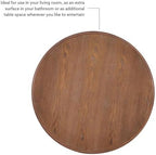 Pemberly Row Round Wood Accent Table, 26.5" High, Rustic Natural Finish, Pedestal Base, Compact Size for Living Room, Bedroom, or Bathroom Decor, Supports Up to 50 lbs