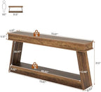 Tribesigns 70.9 Inch Extra Long Console Table for Entryway, 2-Tier | Narrow Sofa Table, Behind Couch Table, Farmhouse Entryway Table with Storage, for Living Room, Hallyway, Foyer, Rustic Brown