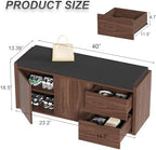 LVB 40” Entryway Bench with Padded Seat Cushion Shoe Bench with 2 Drawers | Wood Hidden Shoe Bench with 2 Drawers Cabinet, Industrial storage Bench for Foyer entrance Living Bedroom, Walnut Oak