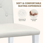 White Dining Chairs Set of 4, Faux Leather, Silver Metal Legs | Button-Tufted Upholstered Parsons Chairs with Padded Seats for Dining Room, Kitchen, Apartment, or Restaurant Use