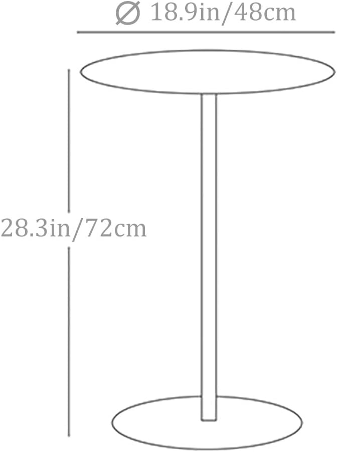 Multifunctional Round Metal End Table, Minimalist Solid Color Large Base Coffee Table Cocktail Table Tray Table for Living Room Sofa Balcony Bedroom Garden Lounge(48x72cm, Cream)