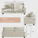 DOPEDIO 71.25" Chenille Loveseat Sofa, Beige, Modern Couch for Living Room | Removable washable cover, pocket spring cushions, solid wood frame, easy assembly for apartments, ideal for small spaces