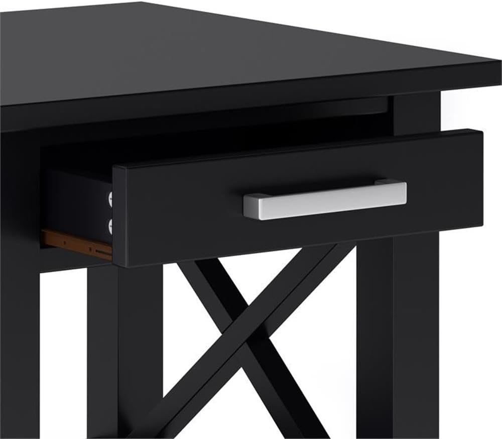 Pemberly Row Solid Wood End Table with Storage, Black Finish, 20.5" W x 20.5" D x 20" H, One Drawer and Shelf, Square Contemporary Design, Living Room or Bedroom Side Table