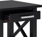 Pemberly Row Solid Wood End Table with Storage, Black Finish, 20.5" W x 20.5" D x 20" H, One Drawer and Shelf, Square Contemporary Design, Living Room or Bedroom Side Table