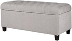 Homepop Home Decor | Tufted Ainsley Button Storage Ottoman Bench with Hinged Lid | Ottoman Bench with Storage for Living Room & Bedroom, Grey