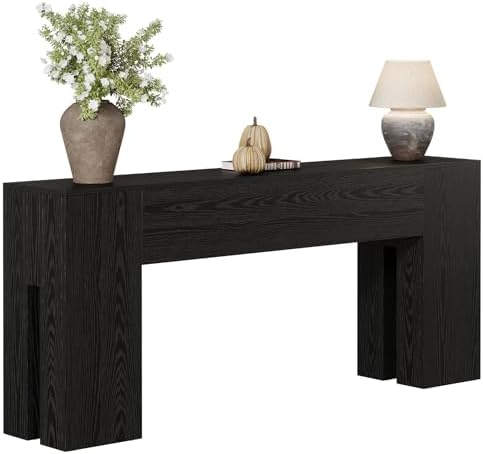 Tribesigns 71-Inch Long Console Table for Entryway, Farmhouse Sofa Console | Wood Entry Table, Console Table for Hallway, Foyer, Living Room, 300 Lb Capacity, Sturdy and Stable, Easy Assembly, Black