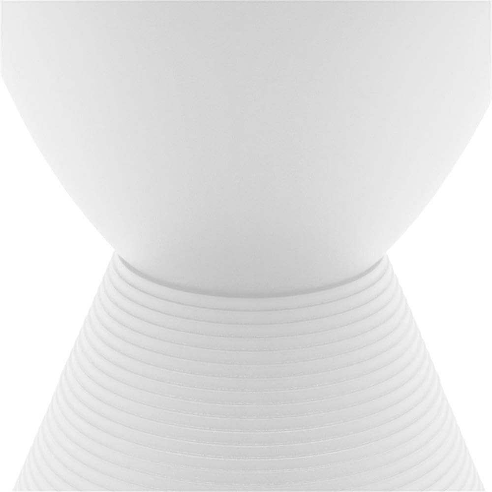 Pemberly Row Contemporary Round Plastic End Table, White Finish, 11.75 in x 16.75 in, Hourglass Shape with Ribbed Bottom Design, Hidden Storage, Lightweight Compact Indoor Outdoor Side Table