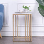 Telephone Table, Marble Side Table Nordic Modern Living Room Bedroom Telephone Table Bedside Table Wrought Iron Hollow Line Coffee Table,15.7"×15.7"×23.6" (Color:Gold)