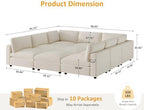 VANOMi Sectional Sofa with Convertible Sleeper Modular Couch,Chenille,Beige | Convertible,Washable,Removable Cover,Modern,Comfortable