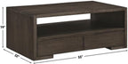 Pemberly Row 3-Piece Coffee & End Table Set, Walnut Finish, Oak Veneers and Solid Hardwood, Built-in Storage Drawers, Open Shelves, Contemporary Style Living Room Furniture