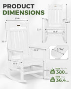 Outdoor Rocking Chair, HDPE Patio Rocking Chair, All Weather,White | Relax in Every Gentle Rock,Create Comfort Wherever You Love,Enjoy Your Me Time,Withstand Changing Seasons,Timeless Style