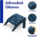 BRIOPAWS Adirondack Ottomans | Folding | Set of 2 | HDPE Plastic | Blue Outdoor Foot Rest | All Weather | Patio Footrest for Adirondack Chair | Foot Stool for Deck Porch | 19.7W x 18.5L x 13H Inch