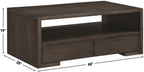 Pemberly Row 3-Piece Coffee & End Table Set, Walnut Finish, Oak Veneers and Solid Hardwood, Built-in Storage Drawers, Open Shelves, Contemporary Style Living Room Furniture