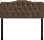 Modway Annabel Premium Linen Blend Queen Headboard in Cocoa - Soft Fabric Headboard Only with Diamond Button Tufting and 7 Height-Adjustable Positions