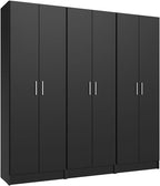 Madesa Kitchen Set 3 Pantry Storage Cabinet with 15 Utility Shelves 71'L Wooden Organization Unit for Kitchen - Black