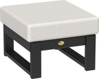 LuxCraft Poly Lanai Deep Seat Cushioned Outdoor Ottoman Table Padded Footrest Foot Stool for Outside Patio Deck Pool Porch Garden - USA Amish Made (Black, Canvas Fabric)