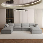 JACH U-Shaped Couches for Living Room, 6-Seats Modular Convertible Sectional Sofa Couch, Couch Cushion Covers Removable, Comfy Sofas with Chaise Ottomans for Apartment Bedroom Office (Grey)