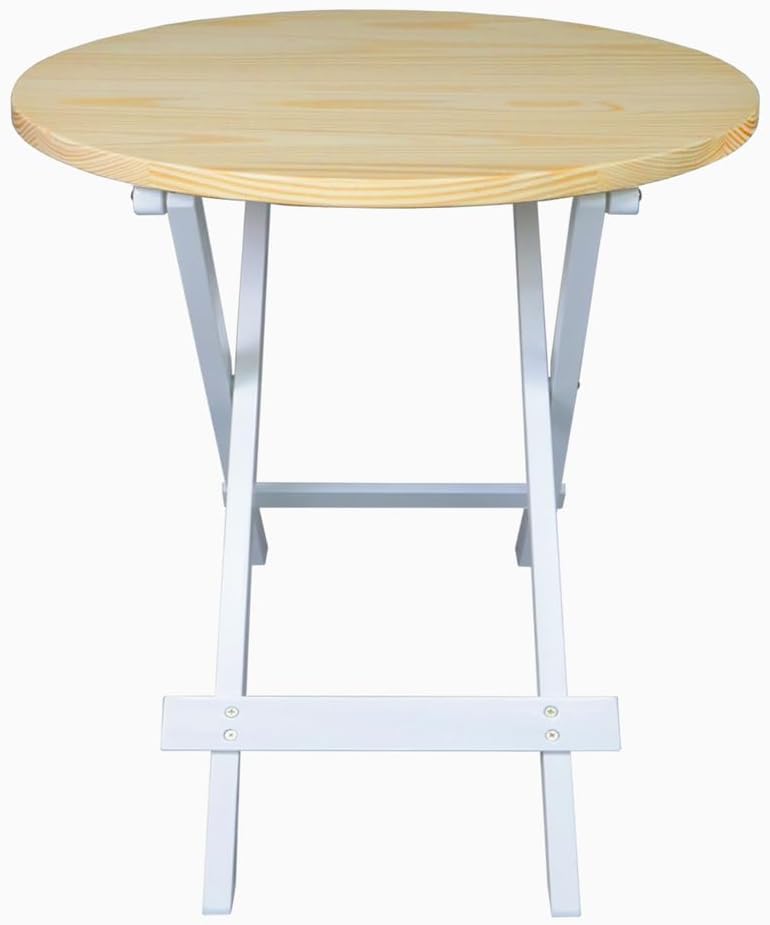 100% Solid Wood 23.5" W Round Folding Side Table for Dining, Patio, Living Room, No Assembly Required