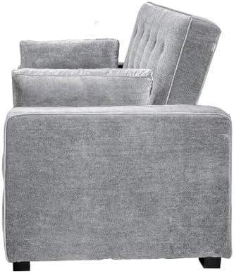 Serta Ainsley 66.5" Convertible Sleeper Loveseat, Full Size, Dreamcoil Comfort, Soft Woven Fabric, Light Grey