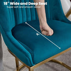 Velvet Dining Chairs Set of 4, Modern Dinning Room Chairs with Golden Metal Frame & Legs, Upholstered Kitchen Chair Armless Accent Side Chairs for Living Room/Kitchen/Dining Room, Teal Blue