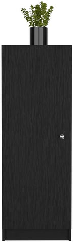 Kitchen Pantry 47" H,One Door Cabinet,Four Interior Shelves,Black,for Kitchen,Dining Room