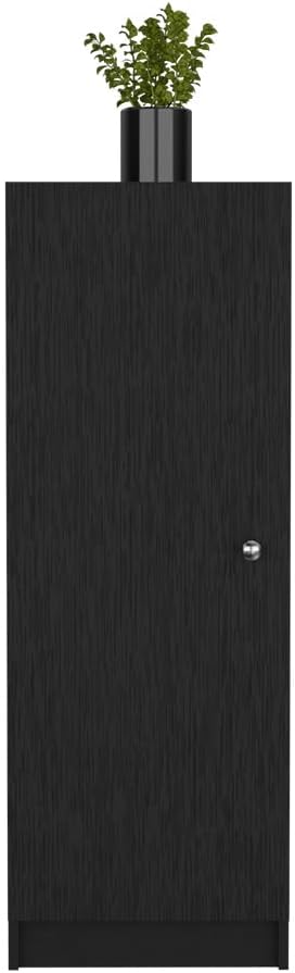 Kitchen Pantry 47" H,One Door Cabinet,Four Interior Shelves,Black,for Kitchen,Dining Room