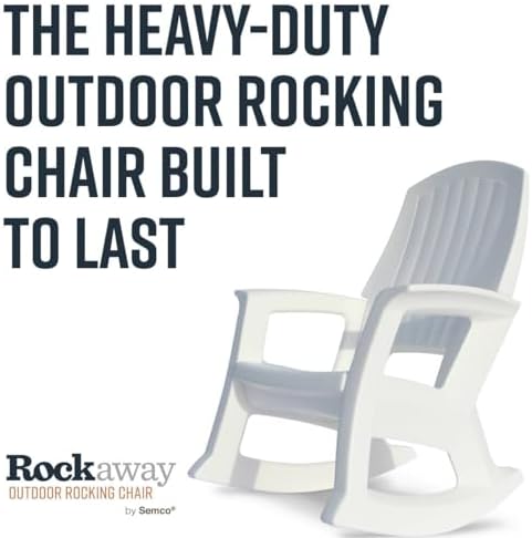 Semco Rockaway Heavy Duty Polyethylene All Weather Outdoor Patio or Deck Rocking Chair with Backrest and Armrests for Porch, Deck and Patio, Gray