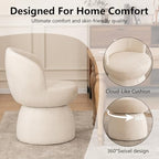 Kidol & Shellder Swivel Accent Chair Set of 4 Modern Comfy Swivel Barrel Dining Chair Upholstered Armchair Single Sofa Side Chairs for Dining Room Living Room Bedroom White