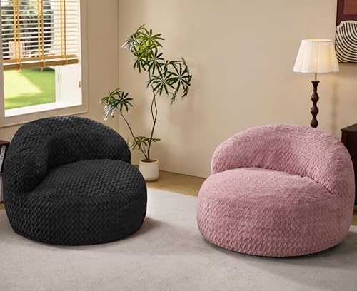 Hobestluk Giant Memory Foam Bean Bag, No-Assembly, Chevron Black Large | High Density Memory Foam, Washable & Removeable Cover, Durable Zipper, Skin Friendly Fabric, Soft Faux Fur, No Assembly